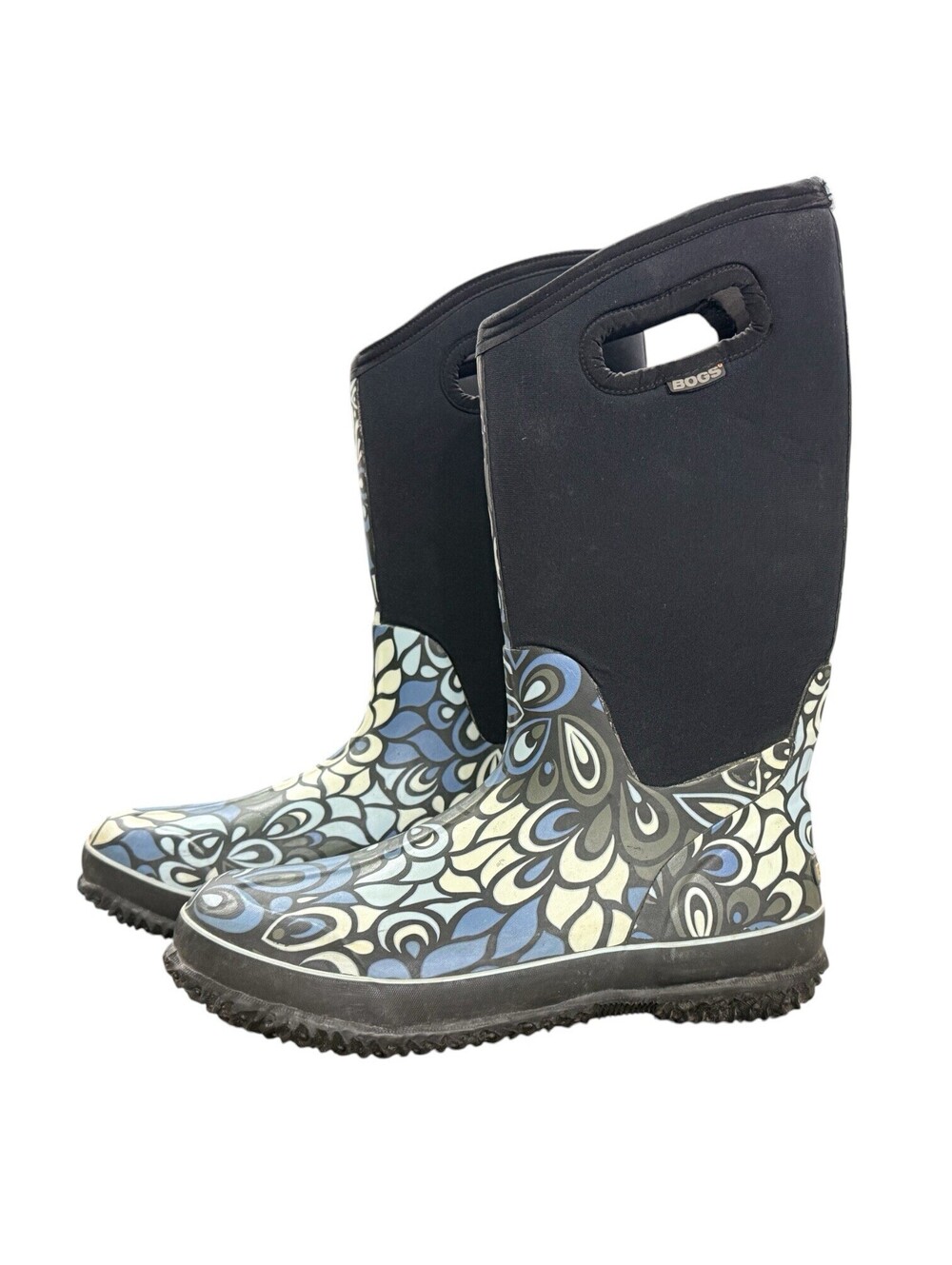 BOGS Classic Tall Rain Boots Women’s Size 11 Blue Floral Waterproof Boots